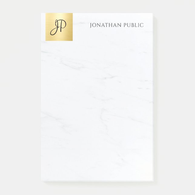 Bloco De Notas Elegante Moderno, Dourado E Marble, Modelo Minimal (Frente)
