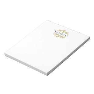 Bloco De Notas Elegante Moderno Monograma Preto Dourado