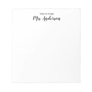 Bloco De Notas Elegante moderno roteiro preto Futuro Sra. Seu nom