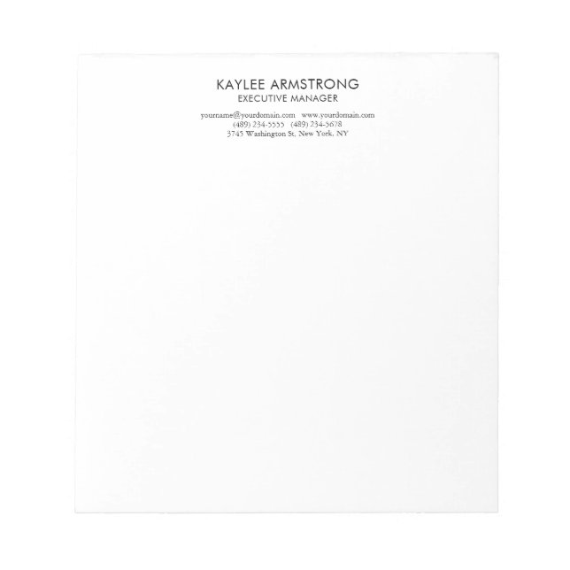 Bloco De Notas Elegante Moderno Simples Branco Profissional (Frente)