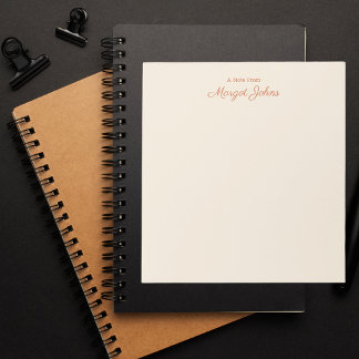 Bloco De Notas Elegante Moderno Sofisticado Branco Marfim & Coral
