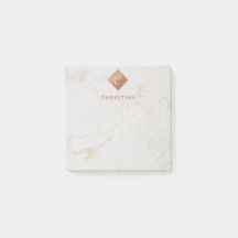 Elegante Monograma de Cobre em Mármore Marrom Nome