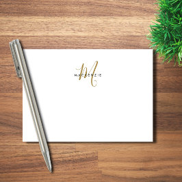 Bloco De Notas Elegante Monograma Moderno em Grafite Branco com L