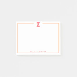 Bloco De Notas Elegante Monograma Personalizado Letra 3D Inicial 