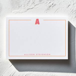 Bloco De Notas Elegante Monograma Personalizado Letra 3D Inicial