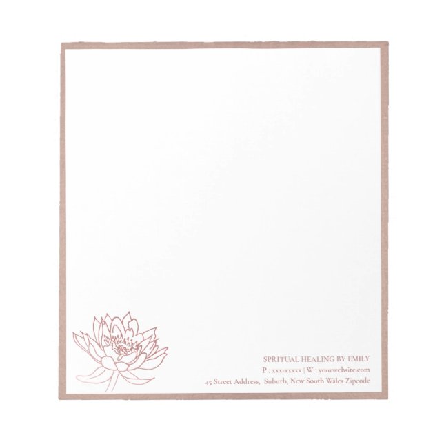 BLOCO DE NOTAS ELEGANTE PINCO BRUTO ROSE LOTUS FLORAL DOURADO (Frente)