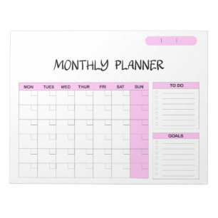 Bloco De Notas Elegante planejador mensal calendário em branco ro