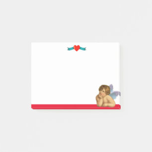 Bloco De Notas Elegante Querubim e Coração de Raphael em Branco