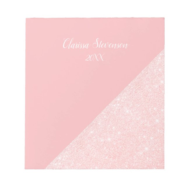 Bloco De Notas Elegante rosa dourado brilhante e pastel cor-de-ro (Frente)