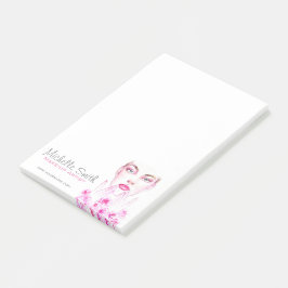 Bloco De Notas Elegante Rosas Rosa Floral Watercolor Beauty Salon