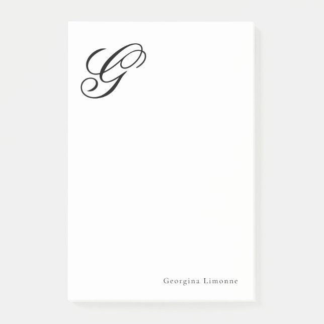 Bloco De Notas Elegante Rótulo de Monograma Personalizado (Frente)
