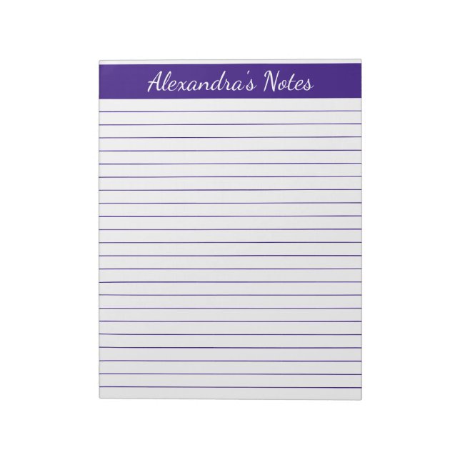 Bloco De Notas Elegante Roxo 8,5x11 - Tamanho da letra Personaliz (Invertido)
