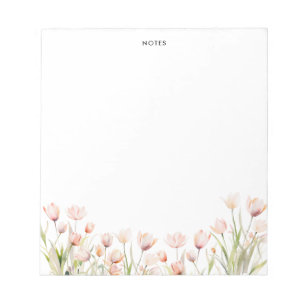 Bloco De Notas Elegante Sangue de Tulipas Rosa-de-Aquarela Floral