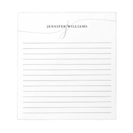 Bloco De Notas Elegante Script Black Cinza Modern Monograma Vincu