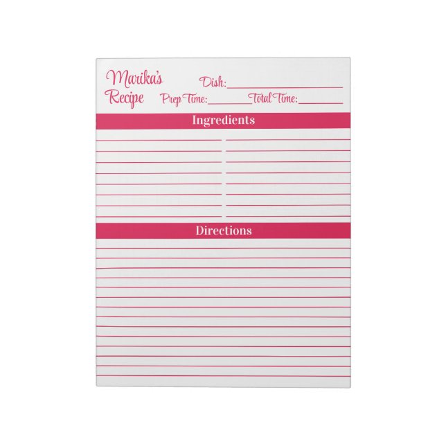 Bloco De Notas Elegante Script Cereja Vermelho 8.5x11 Receitas Re (Invertido)