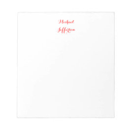 Bloco De Notas Elegante Script de Letra Simples Plano Vermelho Br