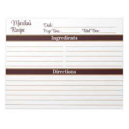 Bloco De Notas Elegante Script Marrom Chocolate 8.5x11 Receitas