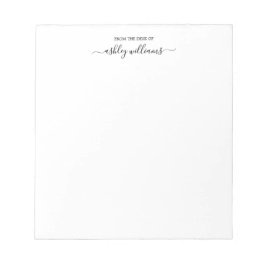 Bloco De Notas Elegante Script Preto da Mesa de Nome Personalizad