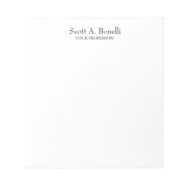 Bloco De Notas Elegante Simples Branco Especial Único (Frente)