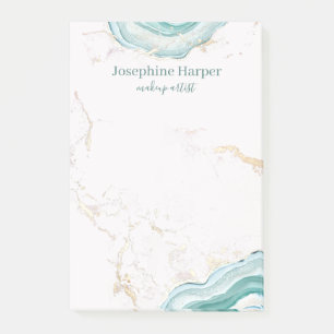 Bloco De Notas Elegante Verde Geodo Verde Dourado Glitter Agate