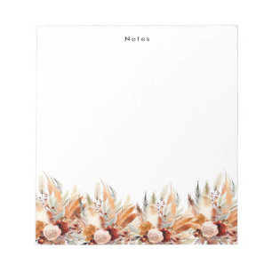 Bloco De Notas Elegante Watercolor Boho Floral Personalizado