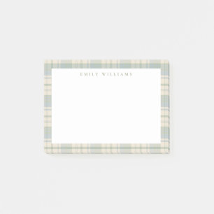 Bloco De Notas Elegante Xadrez Azul Verde Minimalista
