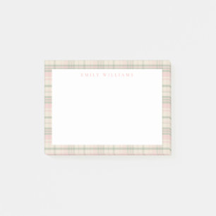 Bloco De Notas Elegante Xadrez Rosa Verde Minimalista