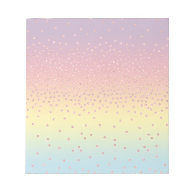 Bloco De Notas Elegantes pontos de confete glitter em rosa dourad (Frente)