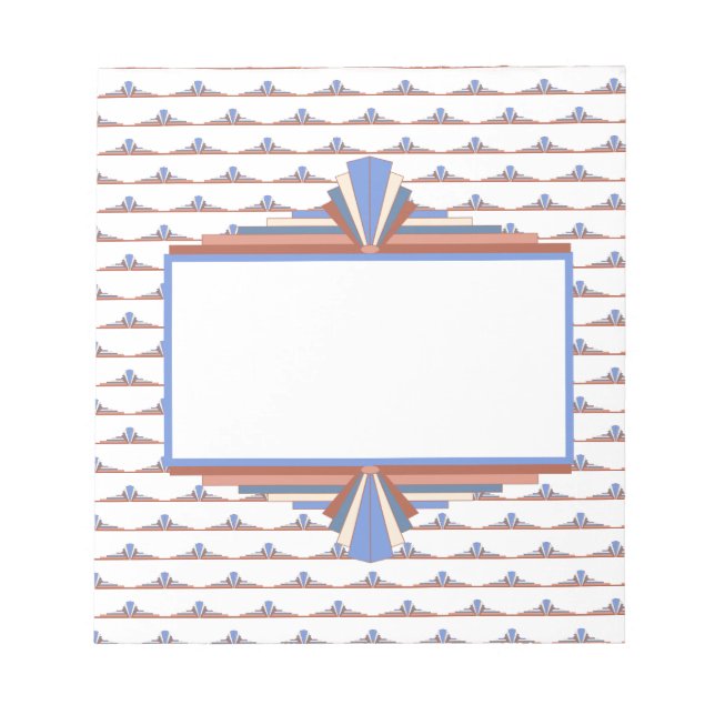 Bloco De Notas Elementos de arte deco em ouro rosa e azul (Frente)