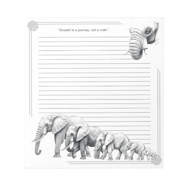Bloco De Notas Elephant Family Growth Journey with Lines (Frente)