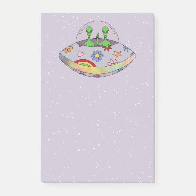 Bloco De Notas Eles vêm em Peace UFO (Frente)