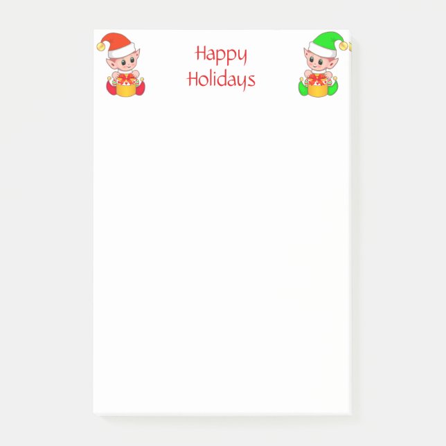 Bloco De Notas Elfos de Natal Fofos em Branco (Frente)