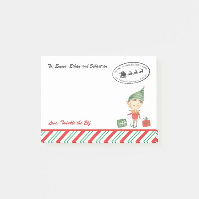 Bloco De Notas Email Elf de Natal Personalizado (Frente)