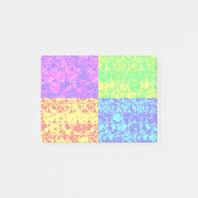 Bloco De Notas Embalagem com bolhas de pop arco-íris (Frente)