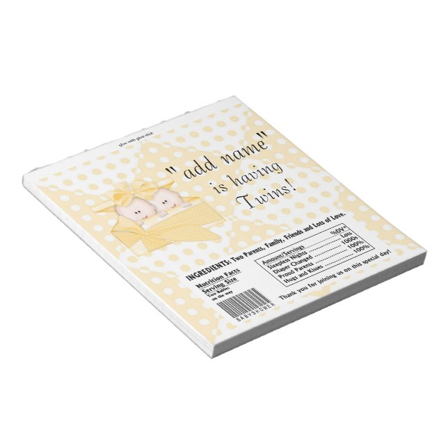 Bloco De Notas Embrulhos de Barra de Doce para Chás de Bebê de Gê (Inclinado)