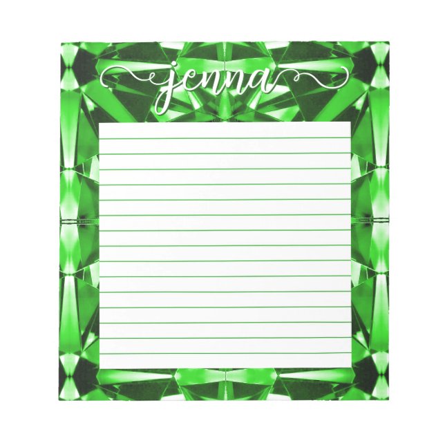 Bloco De Notas Emerald Gemstone Lined Personalizado (Frente)