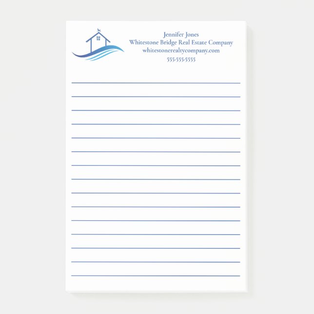 Bloco De Notas Empresa de Imóveis Azul Casa Personalizada (Frente)