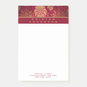 Bloco De Notas Empresa Personalizada Floral Antiquada e Dourada B