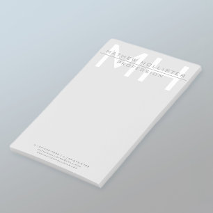 Bloco De Notas Empresas Cinzas monogramas, homens