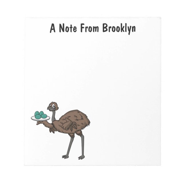 Bloco De Notas Emu com ilustração de desenho animado de ovos (Frente)