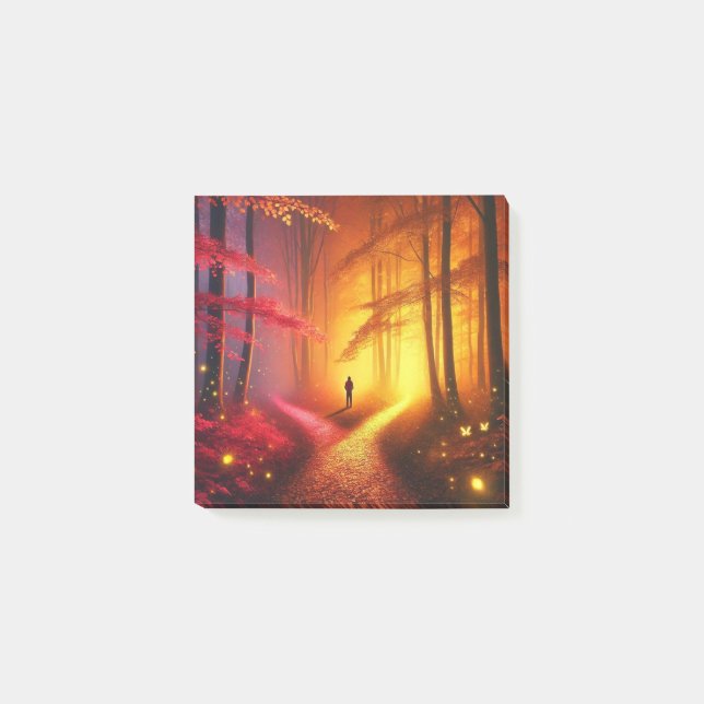Bloco De Notas Enchanted Crossroads – Vibrant Autumn Forest Art P (Frente)