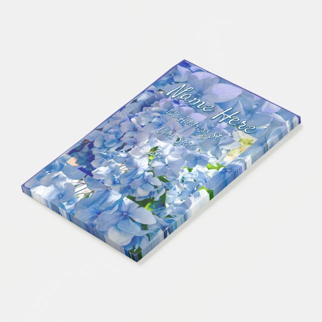 Bloco De Notas Endereço de Nome Personalizado do Hydrangea Azul (Inclinado)