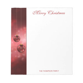 Bloco De Notas Enfeites de Natal Vermelhos com Texto Personalizad