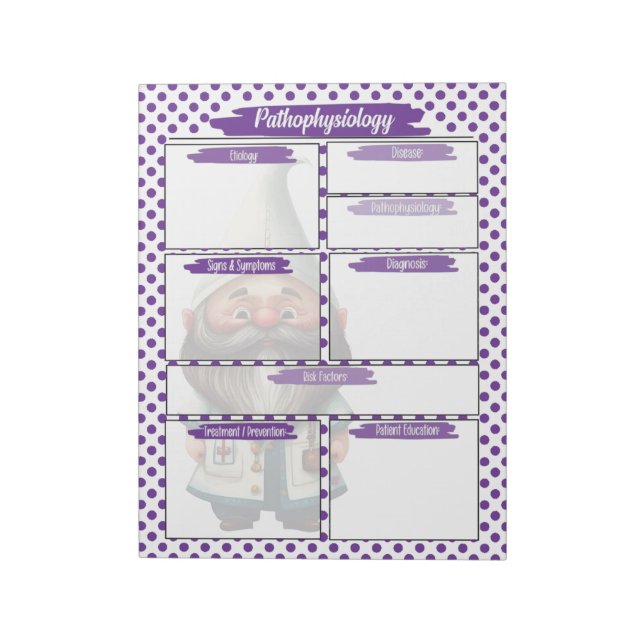 Bloco De Notas Enfermagem Roxa do Dr. Gnome - Temp. Patofisiologi (Invertido)