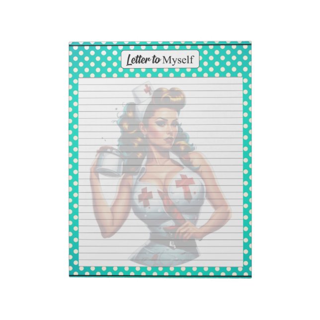 Bloco De Notas Enfermeira abençoada Pinup_ Letter para mim (Invertido)