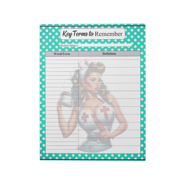 Bloco De Notas Enfermeira Abençoada - Termos chave para lembrar (Invertido)