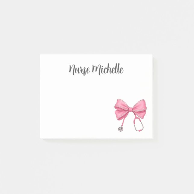 Bloco De Notas Enfermeira Coquette Laço Rosa (Frente)