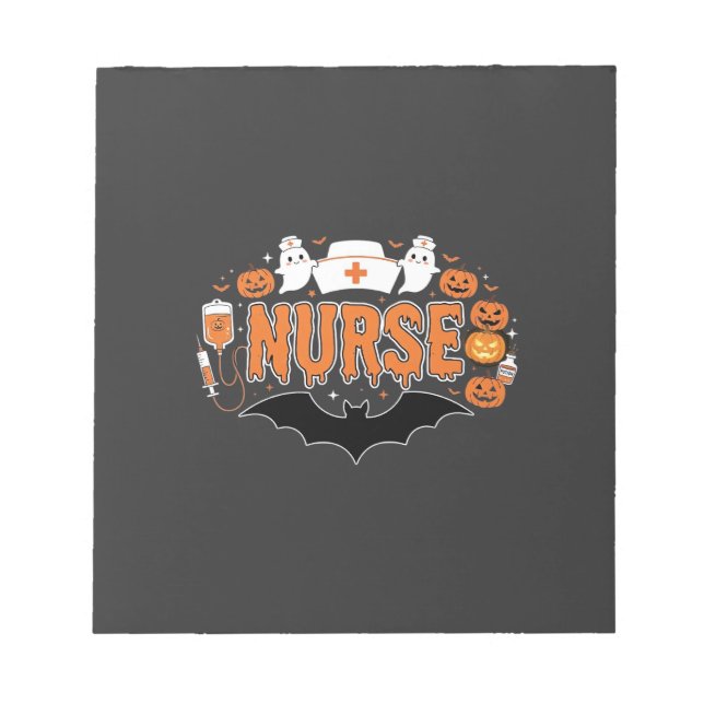 Bloco De Notas Enfermeira de Halloween com Desenho de Fantasma de (Frente)