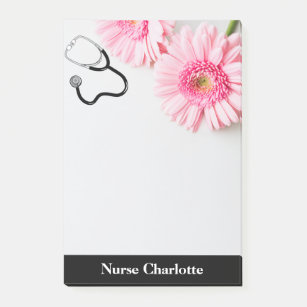 Bloco De Notas Enfermeira de margarida rosa elegante 