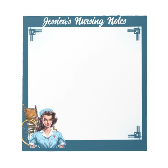 Bloco De Notas Enfermeira de Pintura Nostálgica Bonita _ Enfermei (Frente)